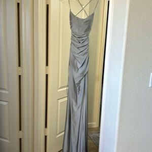 La Femme | Tie Back Jersey Trumpet Satin Gown SZ 4